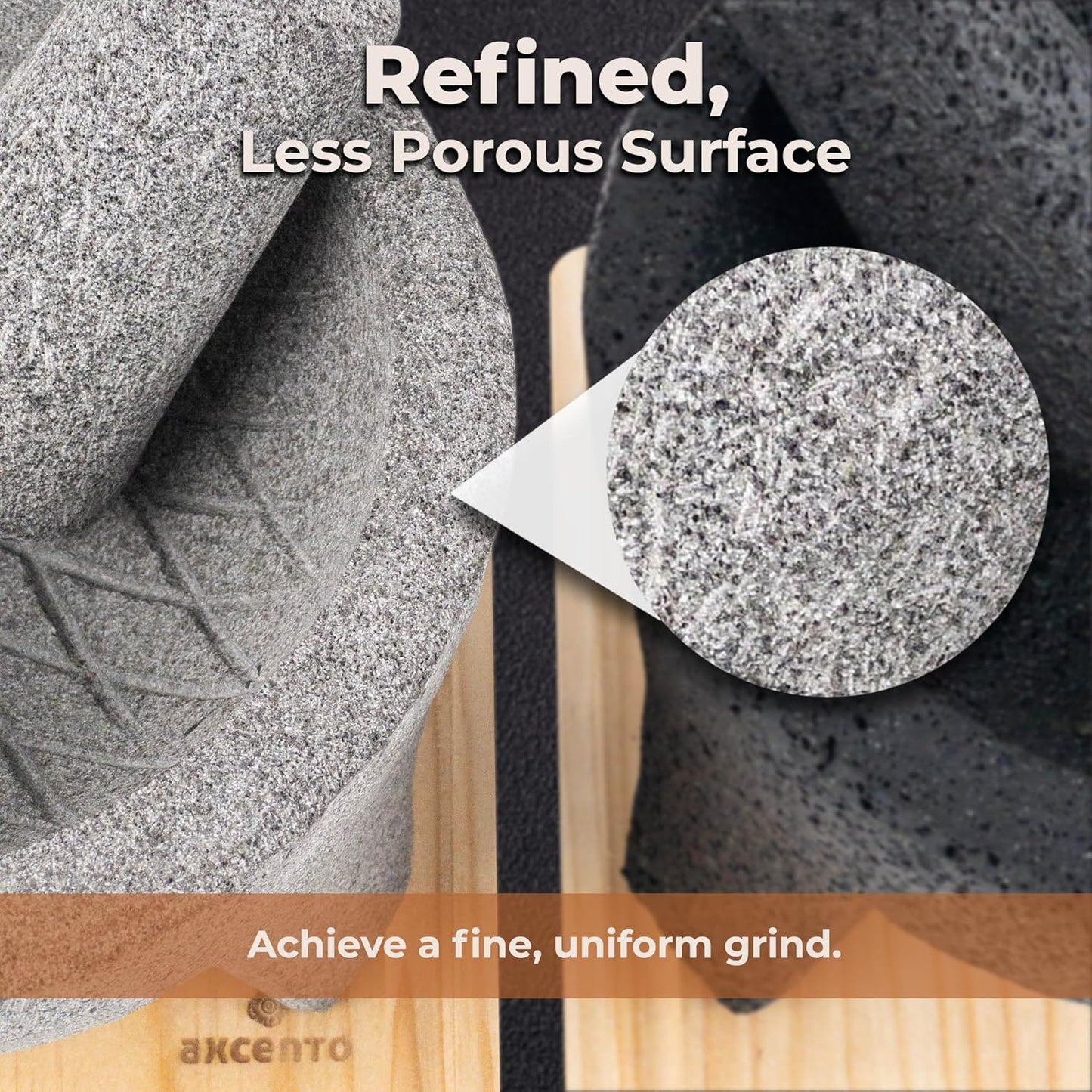 The Authentic Molcajete Mexicano Made of Lava Volcanic Rock, Set with Mortar, Pestle and Cutting Board Included - Large Molcajete 8-Inch, Molcajete de Piedra Volcánica with Less Porous Finish (Grey)