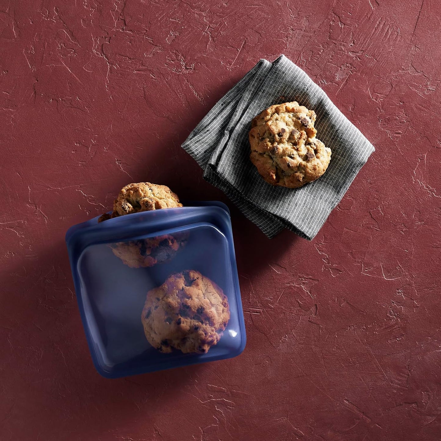 Stasher Premium Silicone Reusable Food Storage Sandwich Bag, Deep Ocean, Microwave, Sous Vide, Dishwasher, Oven and Freezer Safe, BPA Free, Leak-free, Eco-friendly, 28 Oz