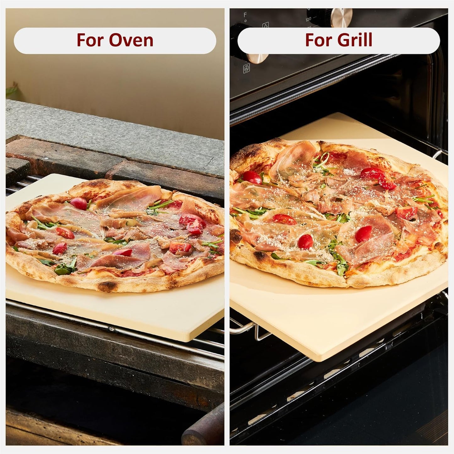 18 Inch Pizza Stone, 16x18 inch Stone for oven and grill - Durable Ceramic Pizza Stone, Heat Resistant up to 1,472°F, Perfect for Homemade Pizza, Bread and More