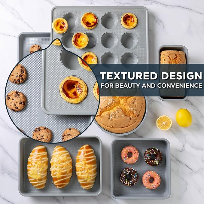 Country Kitchen Nonstick Stackable Bakeware Set - Durable, Easy Release Baking Set, Navy, 6 Pcs