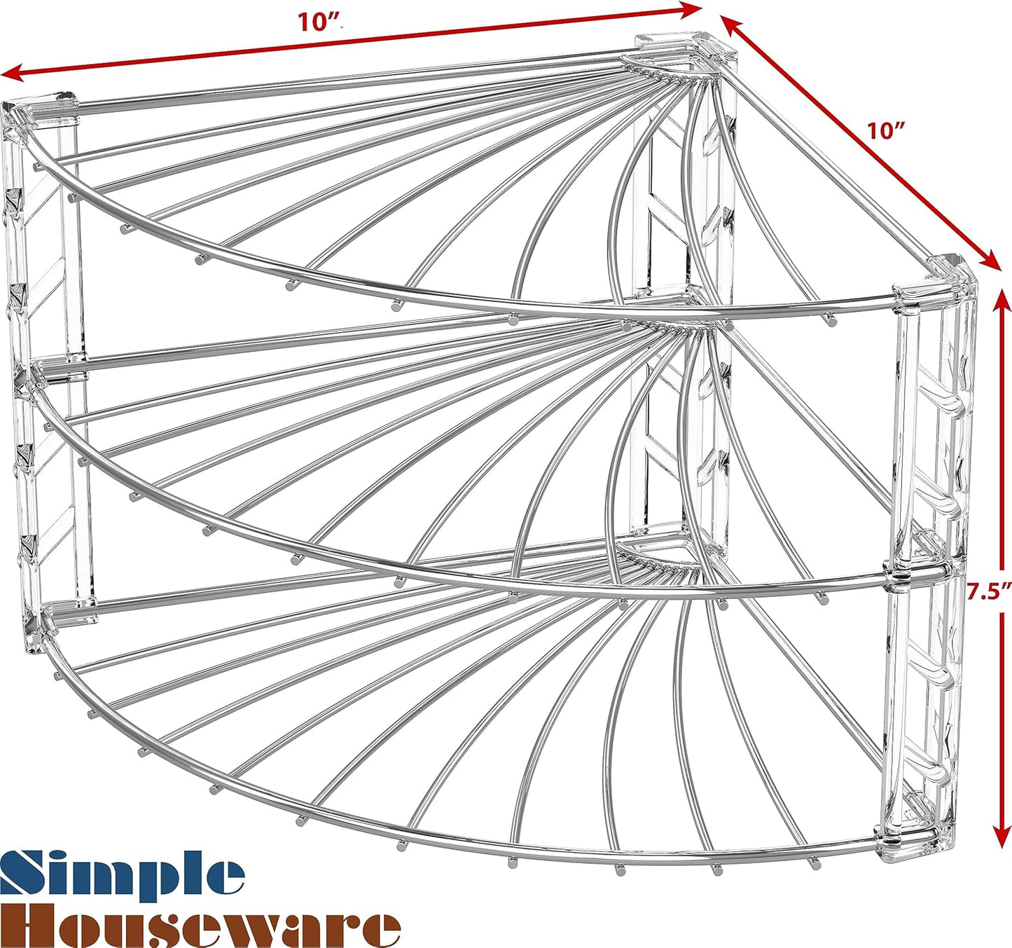 Simple Houseware 3-Tier Counter Corner Shelf Organizer, Chrome