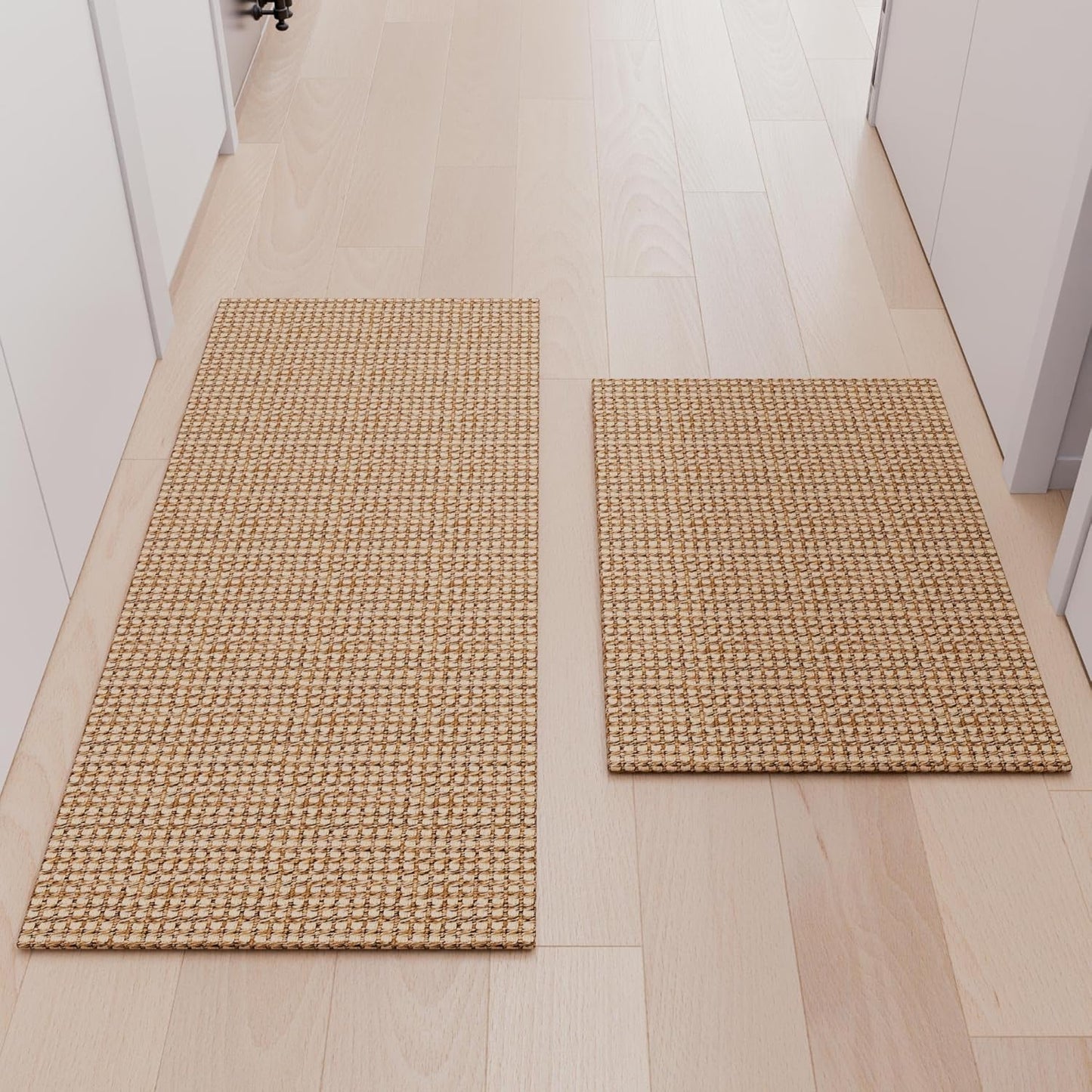 Kitchen Rugs and Mats Non Skid Washable [2PCS] (20" x 30"+ 20" x 48"), Absorbent Kitchen Floor Mats, Boho Cotton Kitchen Runner Rugs Comfort Standing Mat for Sink Hallway Laundry