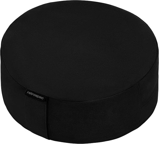 Retrospec Sedona Zafu Meditation Cushion Filled w/Buckwheat Hulls - Yoga Pillow for Meditation Practices - Machine Washable 100% Cotton Cover & Durable Carry Handle, Round