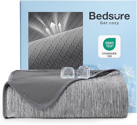 Bedsure Summer Cooling Blanket King Size for Hot Sleepers with Sports Mesh Design, Arc-Chill Q-Max 0.4 Lightweight Breathable Ice Cold Blanket for Night Sweats, 108 x 90 Inches, Mesh Grey