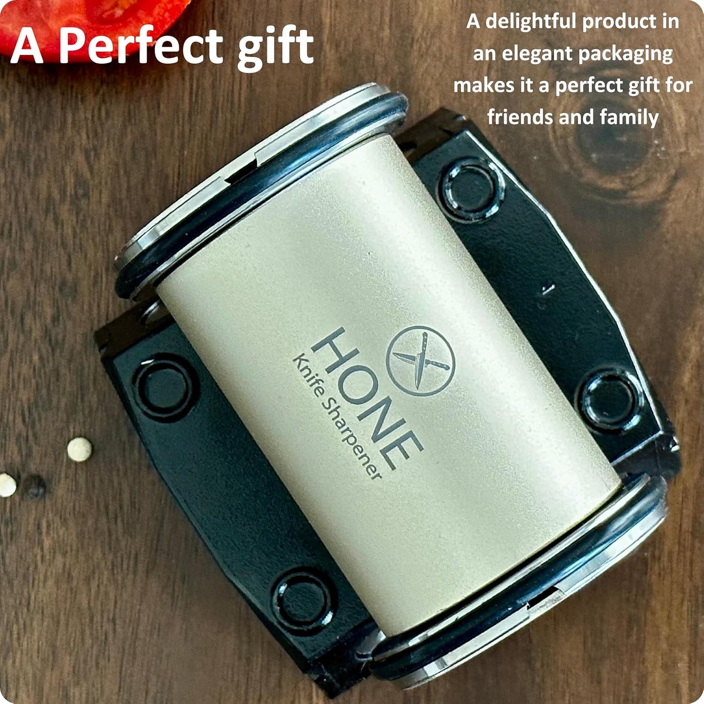 𝗛𝗢𝗡𝗘 Knife Sharpener: Engineered in Canada, Knife Blade Repair and Restoration Tool with Ball Bearings and Detachable Dual-Sided Diamond Sharpening Plates.