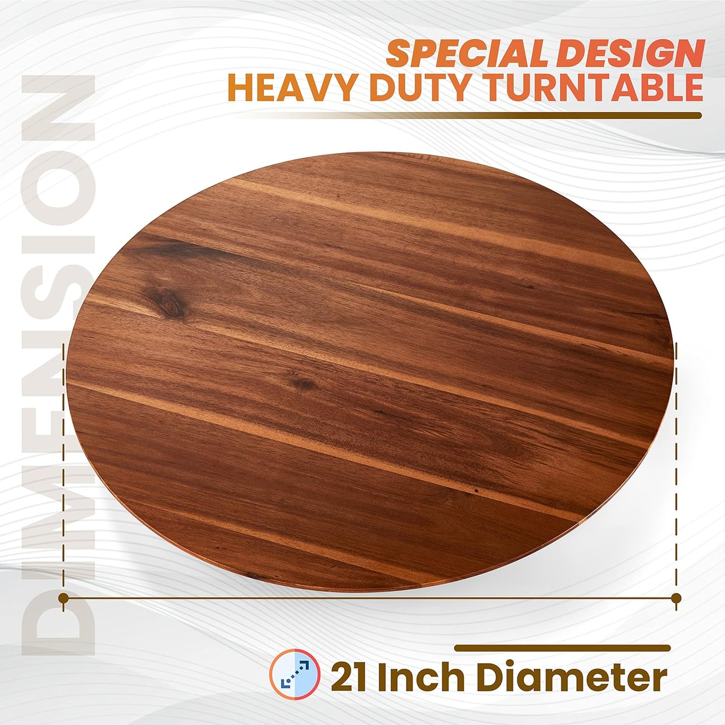 21" Acacia Wood Lazy Susan for Table Top - Wooden Turntable Serving Tray for Charcuterie Boards Cheese Board - Extra Large Round Lazy Susan Organizer - Kitchen Revolution for Countertop