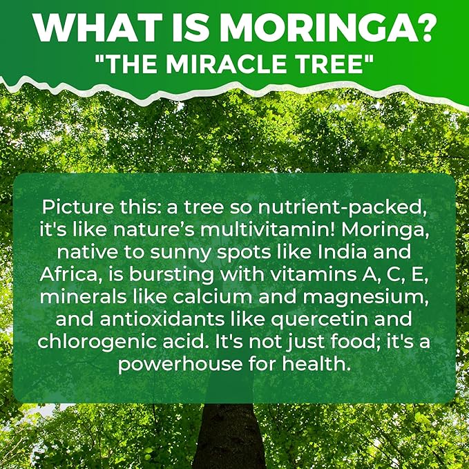 Organic Moringa Spirulina Gummies, Rich in Antioxidants, Essential Vitamins & Amino Acids, Pure Moringa Oleifera Leaves with Wheatgrass & Chlorella for Energy & Immunity, Green Superfood, 120 Cts