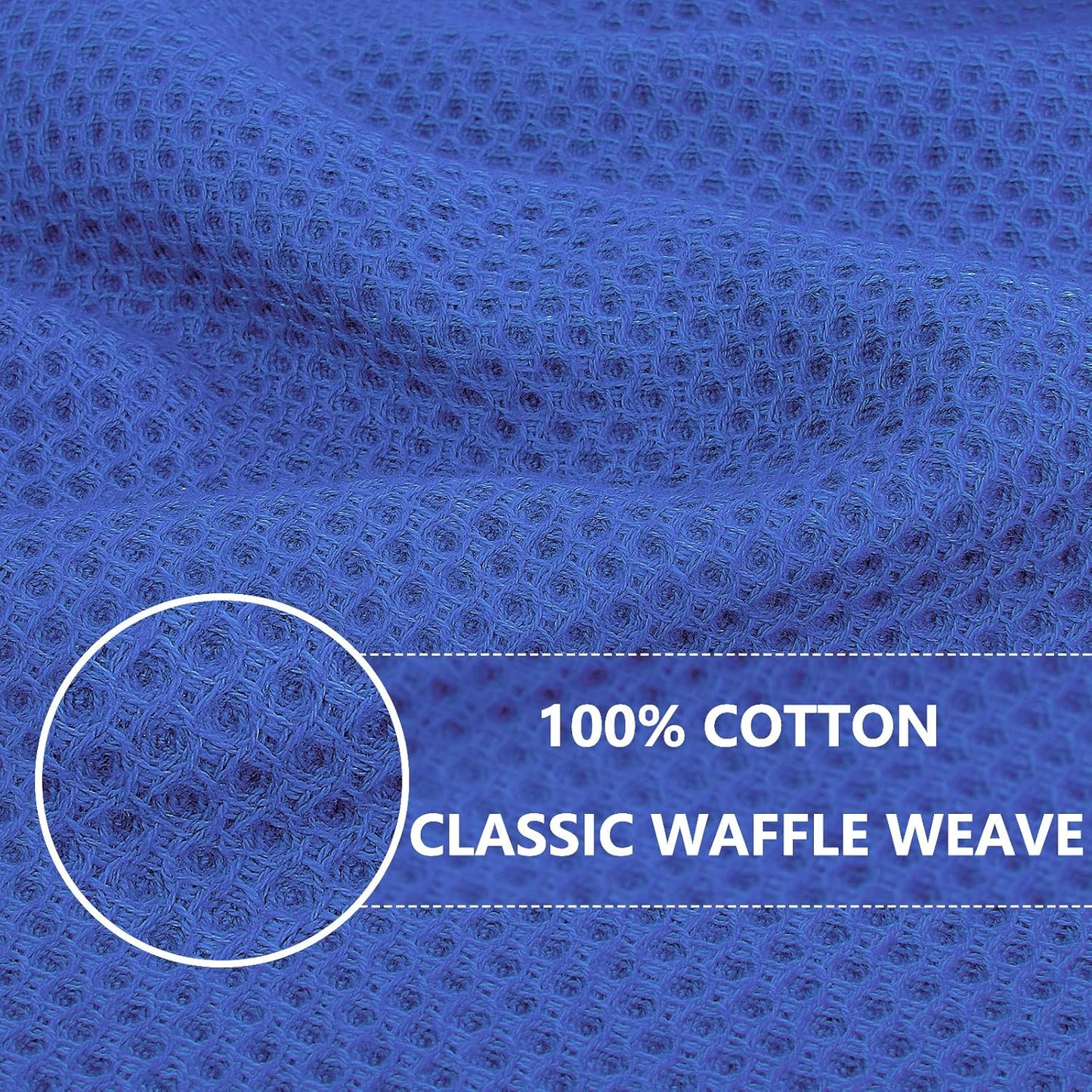 Homaxy 100% Cotton Waffle Weave Kitchen Dish Towels, Ultra Soft Absorbent Quick Drying Cleaning Towel, 13 x 28 Inches, 8-Pack, Blueberry