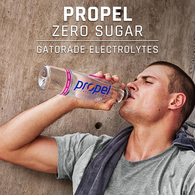Propel Electrolyte Enhanced Water Sports Drink, Black Cherry Flavored Water, Zero Calorie & Zero Sugar Hydration with Electrolytes and Vitamins C & E, 16.9 fl oz Water Bottles (12 Pack)