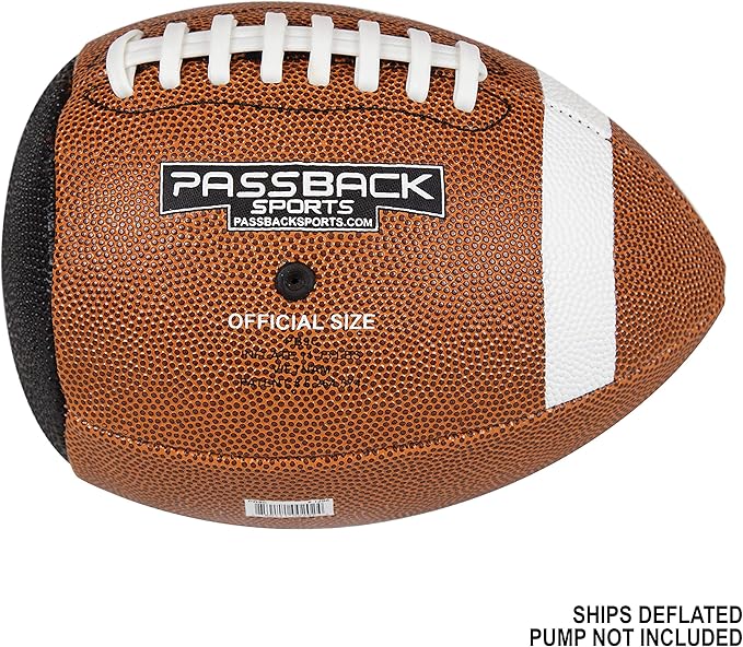 Passback Official Composite Football, Ages 14+, High School Training Football, (Ships Deflated)