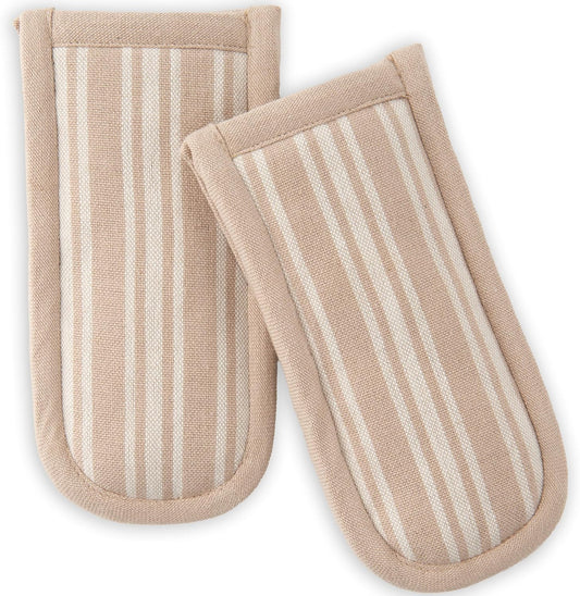 Sticky Toffee Pan Handle Covers 2-Pack – 3x6 in Tan Heat Resistant Sleeves for Cast Iron Skillets and Hot Pots, Oeko-Tex Cotton Handle Holders