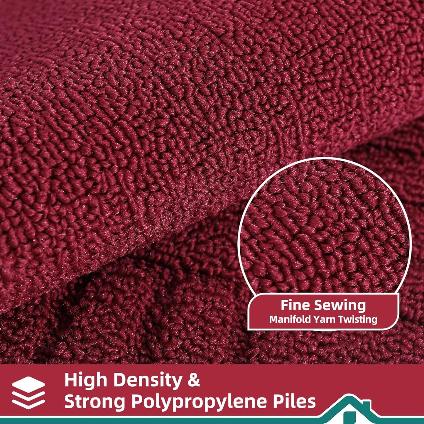 BEQHAUSE-Non-Slip-Kitchen-Mats-for-Floor [2PCS],Kitchen Mats,Machine Washable Burgundy Red Kitchen Rugs,Polypropylene Kitchen Floor Mat with TPR Backing 24x35inch/24x60inch