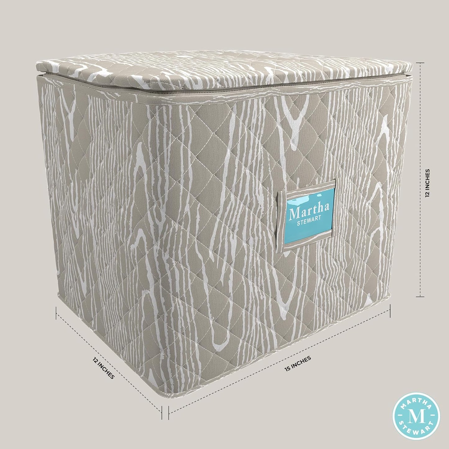 Martha Stewart Dinnerware Stemware Glassware Stackable Organizer Home Storage Container Case, Set of 2 Goblet Stemware Storage Organizers With Removable Fabric Dividers, Skyland Faux Bois