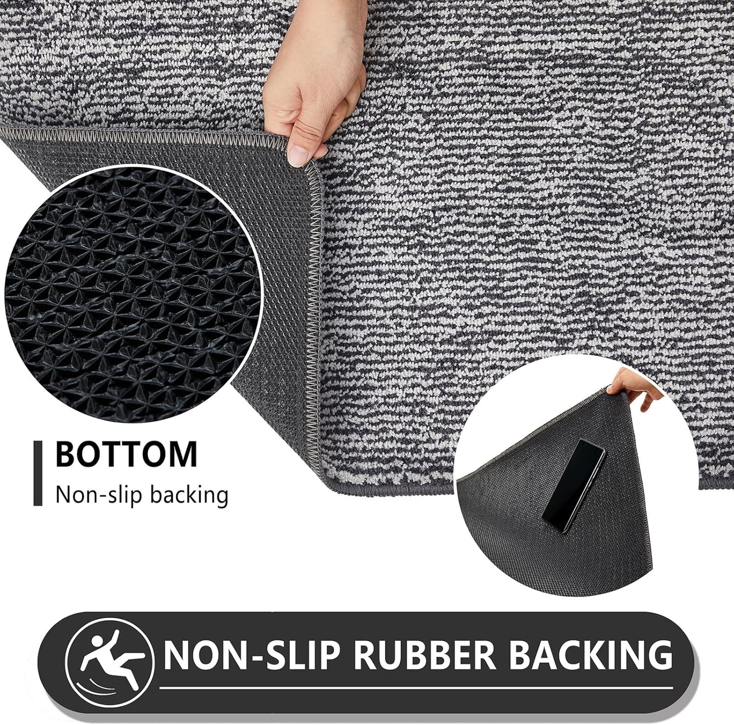 REFETONE Indoor Doormat, Front Door Mat 20"x32" Absorbent Rubber Backing Non Slip Back Door Mats, Washable Low-Profile Inside Floor Mat Door Rugs for Entryway, Resist Dirt Mud Mat for Dogs, Dark Grey