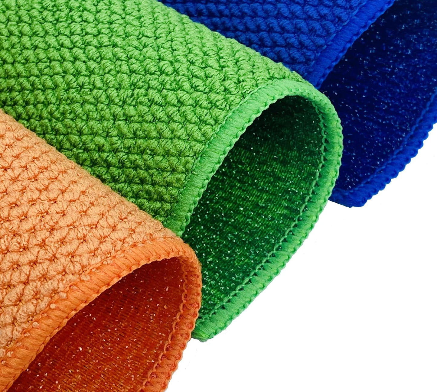 12 Pack Microfiber Scrub Dish Cleaning Cloth, Non-Scratch, Reusable & Durable for Pan Pot Dish Cooktop Stovetop Counter Kitchen Household, Machine Washable, 6 x 6 Inch, Orange, Blue & Green Assorted