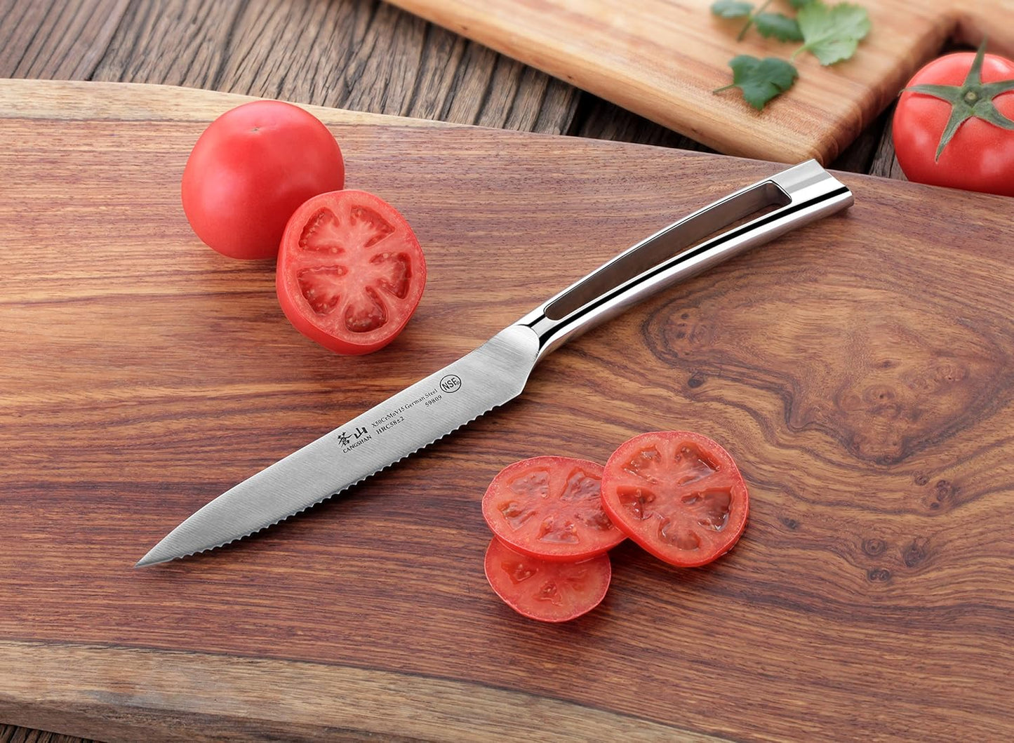 Cangshan N1 Series 59809 German Steel Forged Serrated Utility Knife, 5-Inch