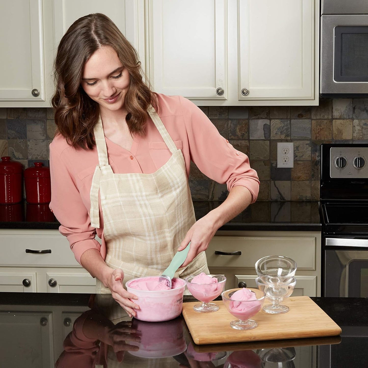 Spring Chef Stainless Steel Ice Cream Scoop - Dishwasher Safe Metal Ice Cream Scooper, Heavy Duty Kitchen Tool with Soft Grip Anti-Freeze Handle, Perfect for Frozen Yogurt, Sorbet, Sundae - Mint