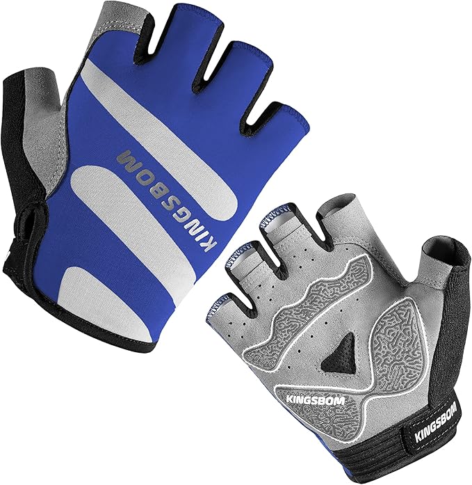 KINGSBOM Breathable Cycling Gloves, Shock-Absorbing Bike Gloves with Light Silicone Gel Pad, Anti-Slip Bicycle Gloves for Men and Women
