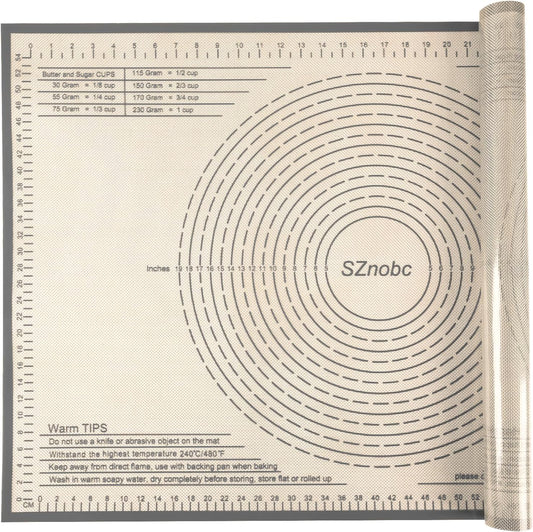 Non-slip Silicone Pastry Mat 36X24 inches Baking Mat with Measurement, Perfect for Dough, Pastry, Pie Crust, Fondant, Cookies, Bread, Pasta, Pizza, Food Grade Kitchen Counter Mats