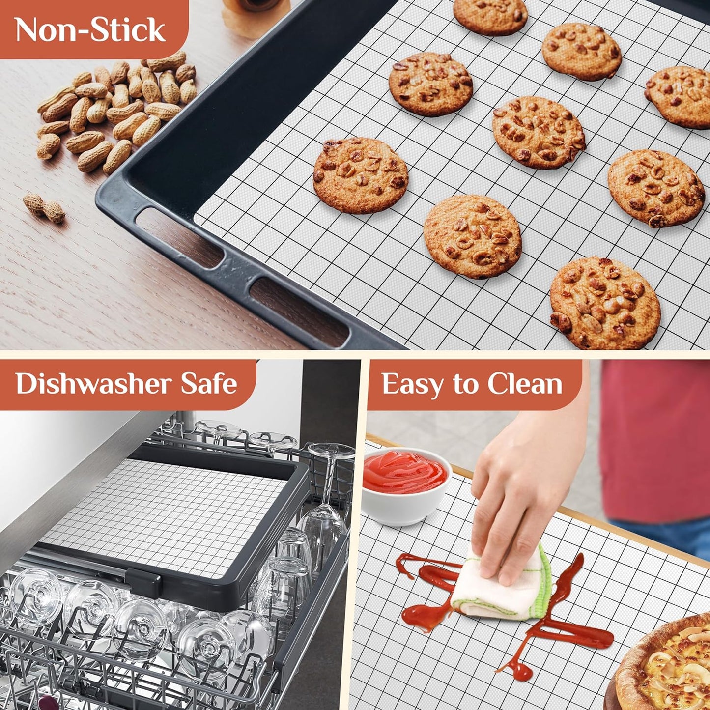 Silicone Baking Mat, 16 IN x 6 FT Free Cutting Baking Sheet,Non-Stick Reusable Dough & Pastry Mat,Non-Slip Silicone Mat Roll for Air Fryer Liner,Freeze Dryer,Oven Baking Pan,Kitchen Counter