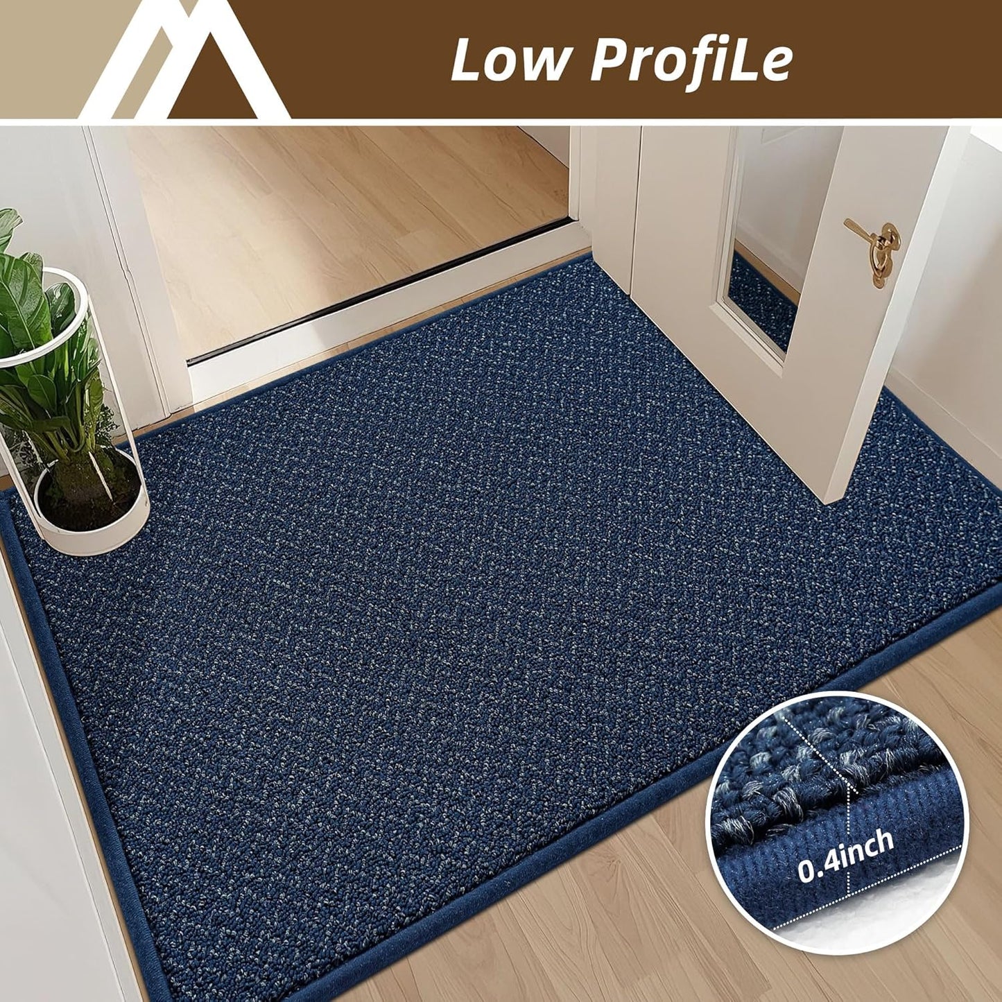 COSY HOMEER-Door-Mat 24"x36" Non Slip Absorbent Entryway Rugs Dirt Trapper Doormats Washable Entrance Mats Low Pile Welcome Floor Mat for Front Back Door and Entry Mats,Navy Blue