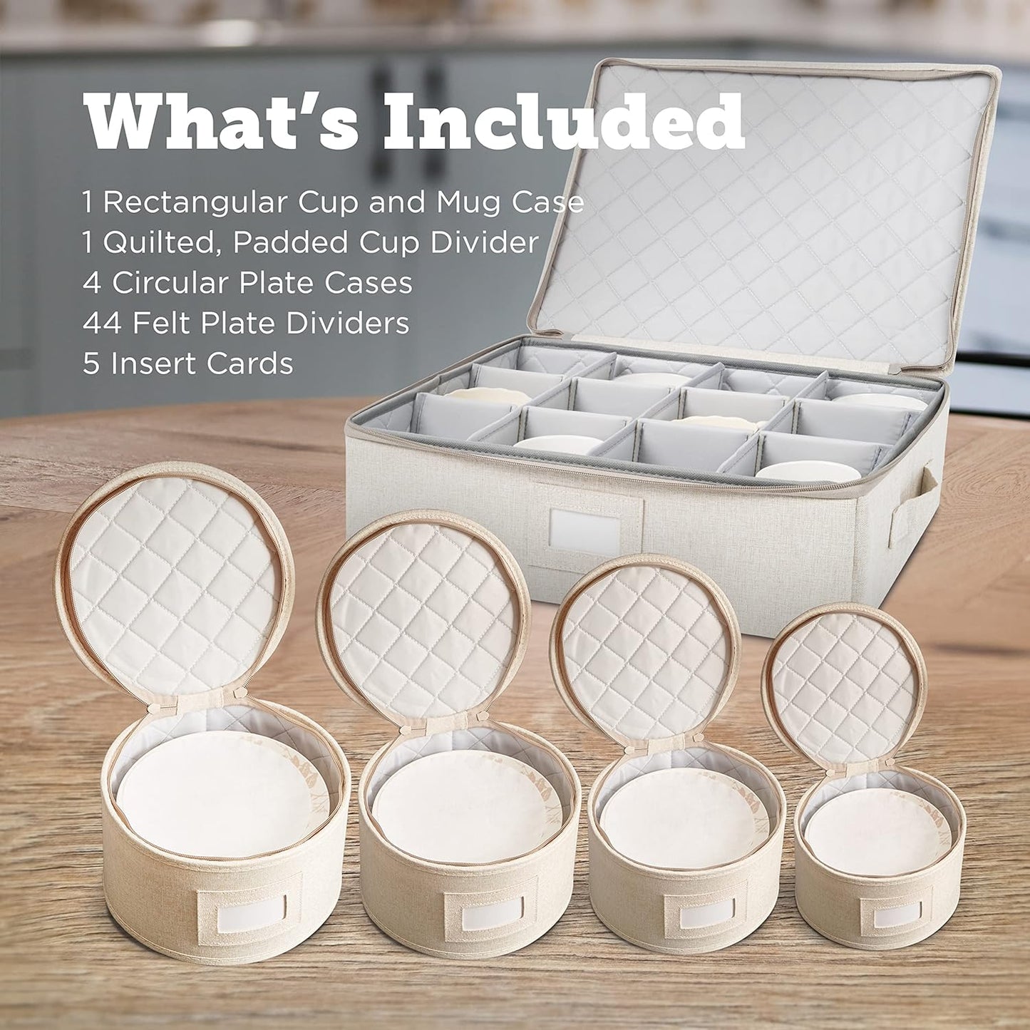 storageLAB China Storage Containers, Containers for Organizing, Hard Shell Case, Felt Plate Dividers, Moving Supplies, Storage Box, Wine, Dishes, Glasses Storage, Charger Plates Storage Containers