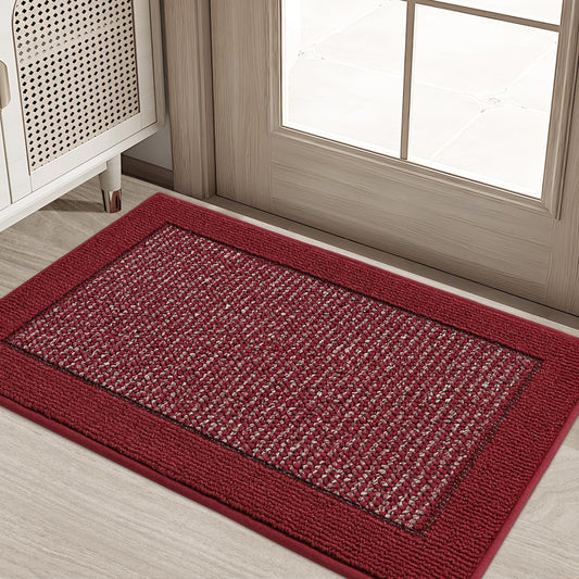 BEQHAUSE Indoor Door Mat 20" x 32", Dirt Trapper Door Mats Non-Slip Entryway Rugs Washable, Resist Dirt Absorbent Welcome Mat, Low Profile Floor Mats for Front Back Door and Entryway, Red