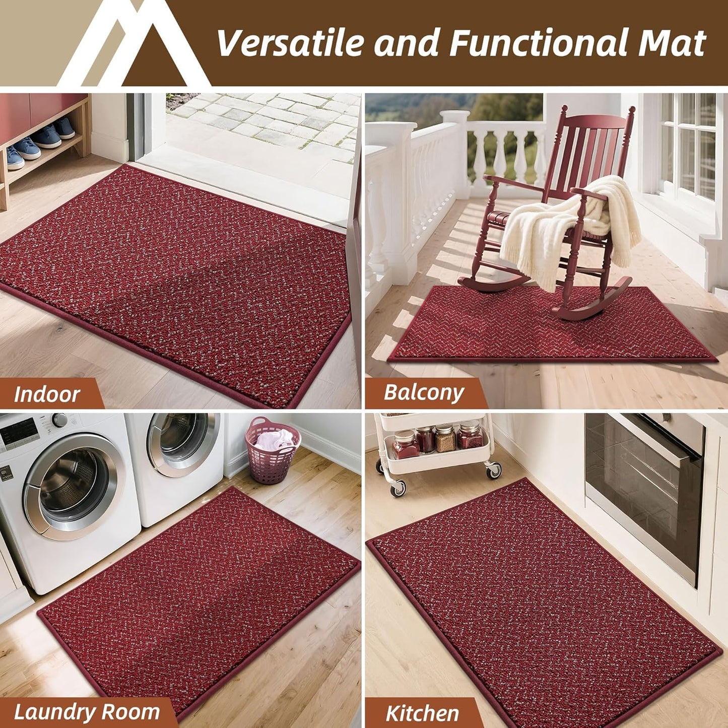 COSY HOMEER-Door-Mat 36"x60" Non Slip Absorbent Entryway Rugs Dirt Trapper Doormats Washable Entrance Mats Low Pile Welcome Floor Mat for Front Back Door and Entry Mats,Red