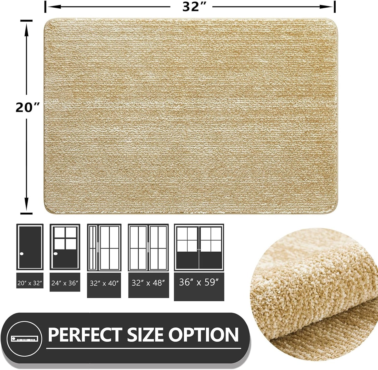 REFETONE Indoor Doormat, Front Door Mat 20"x32" Absorbent Rubber Backing Non Slip Back Door Mats, Washable Low-Profile Inside Floor Mat Door Rugs for Entryway, Resist Dirt Mud Mat for Dogs, Brown