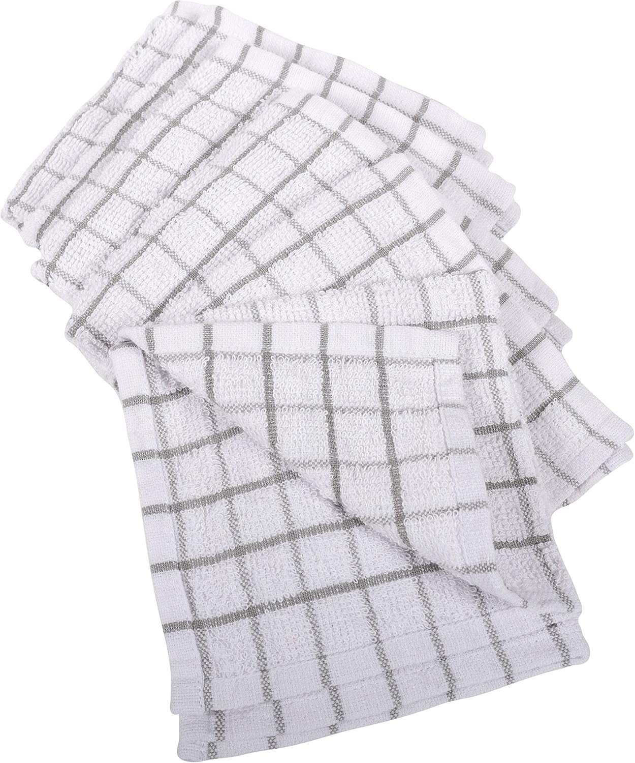 KAF Home Pantry 100% Cotton Checkered Grid Dish Cloths | Set of 6, 12 x 12 Inches | Absorbent and Machine Washable | Perfect for Cleaning Counters, and Any Household Spills - Gray