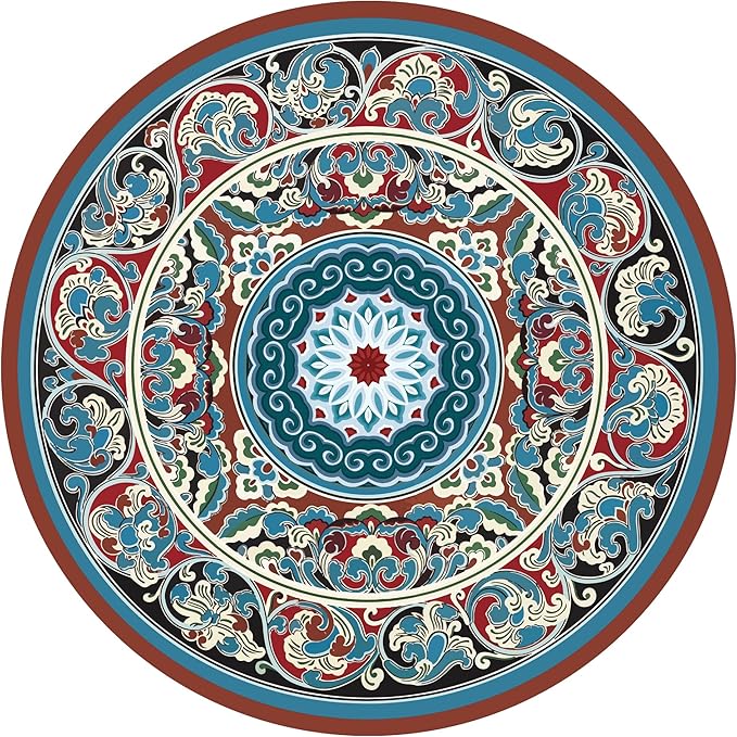 Knsbk Large Round Yoga Mat 4.6'X3.5mm for Exercise Premium Extra Thick, Ultra Comfortable, Non Slip, Meditation Mat