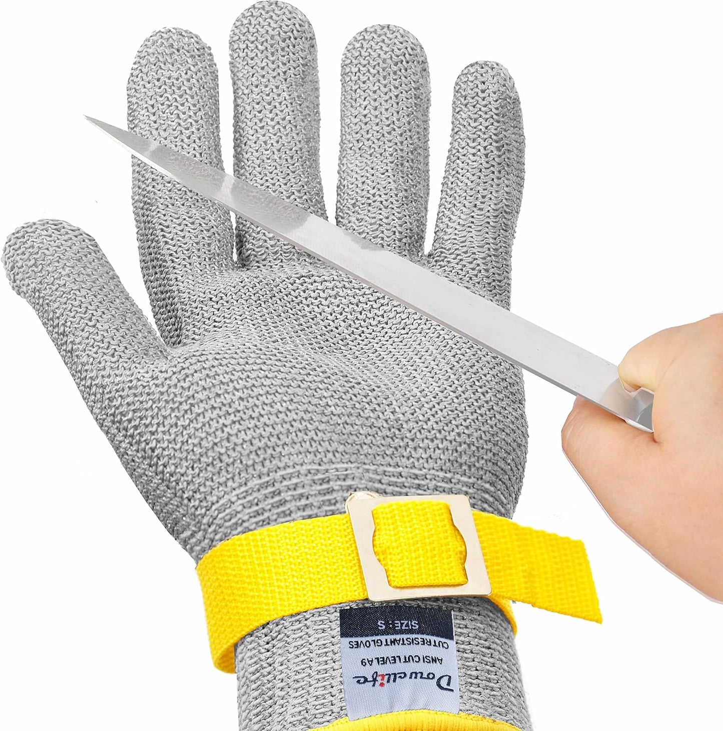 Dowellife Comfortable Level 9 Cut Resistant Glove Food Grade, Mesh Metal Kithcen Glove for Chef Oyster Shucking Mandoline Knife Butcher Meat Cutting
