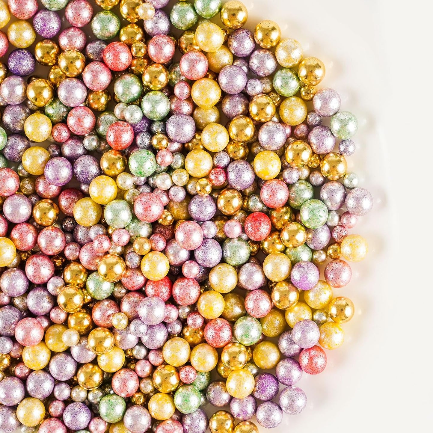 Kasvan Pastel Pearl Sugar sprinkles - Edible Candy Pearls 130g/4.58 Oz, Mix Size Cake Candy, Decorate Cakes, Cookies, Ice Cream (Pastel)