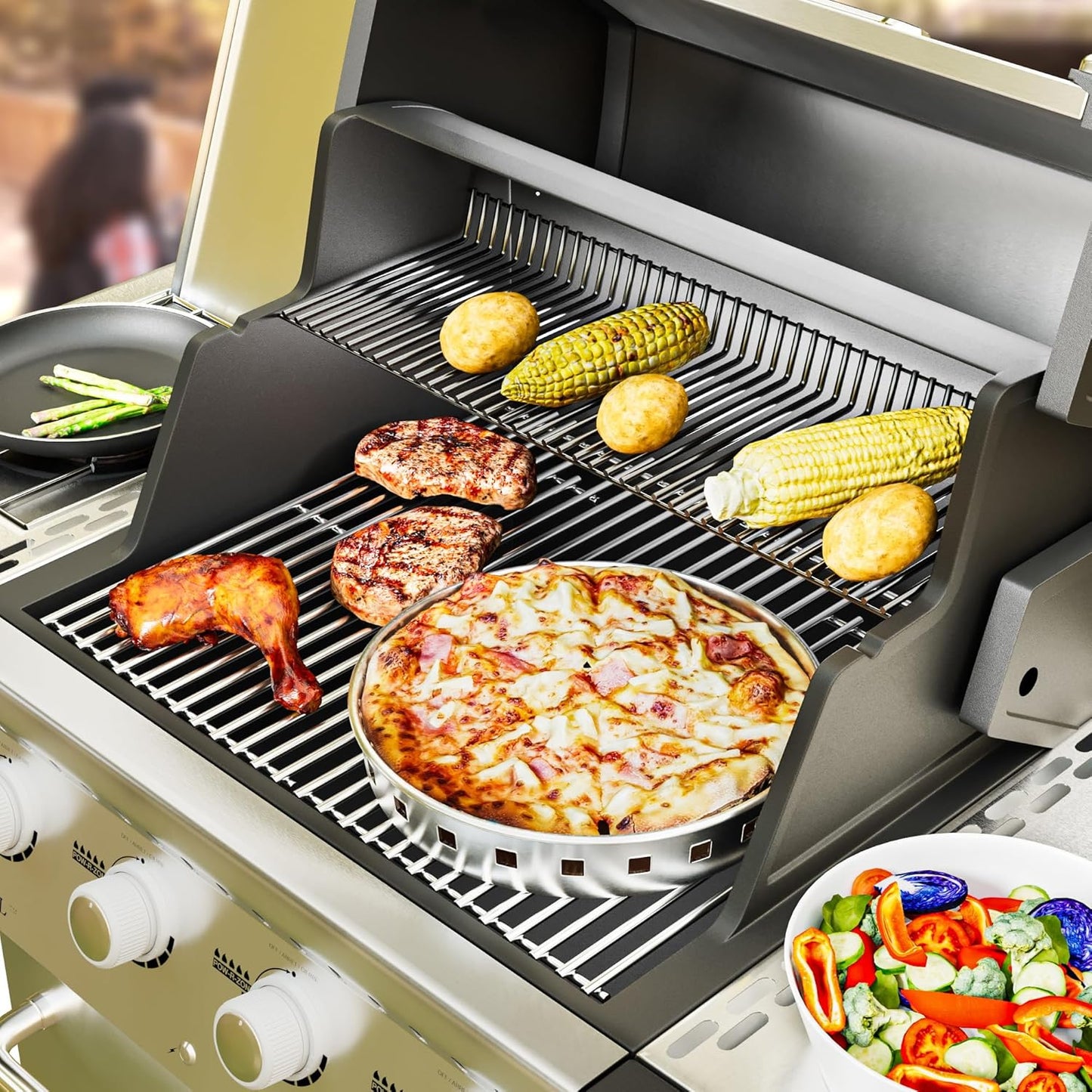 15" Stainless Steel Cooking Grate for Weber Spirit 200 Series, Spirit E/S 200 & 210 with Side Control Panel, Spirit 500, Genesis Silver A, Grill Grate Replacement for Weber 7522 7523 7521 65904 65905