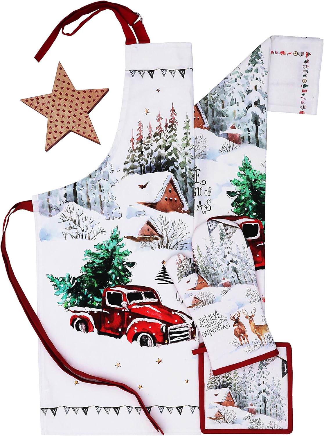 AMOUR INFINI Pot Holders Heat Resistant Cotton Set of 2 Nonslip 8"x8" Inch Hot Pads for Kitchen, BBQ, Baking & Cooking with Hanging Loops (Christmas Winter)