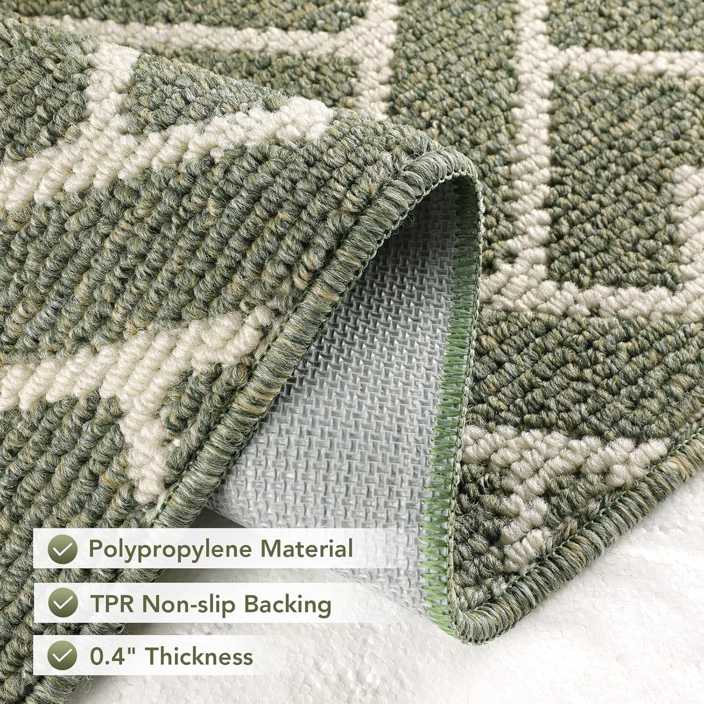 hicorfe Kitchen Rugs and Mats,Kitchen Mats for Floor,36"x59" Non Slip Runner Rug,Absorbent Resist Dirt Comfort Standing Mat Machine Washable for Entryway,Hallway,Front of Sink(Green)