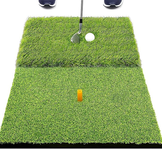 SAPLIZE Foldable Heavy-Duty Golf Hitting Mat, Practice Mat with 10mm EVA Rubber Backing, Larger Size for Indoor/Outdoor Swing and Chipping Practice, Anti-Deformation