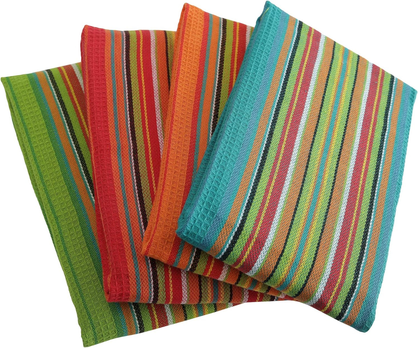 DG Collections 100% Cotton Salsa Kitchen Towels – 4 Pack, Super Absorbent Dish Towels, 16x28 Inch, Lint-Free, Durable Weave – Reusable Kitchen Cleaning Cloths for Home & Restaurants