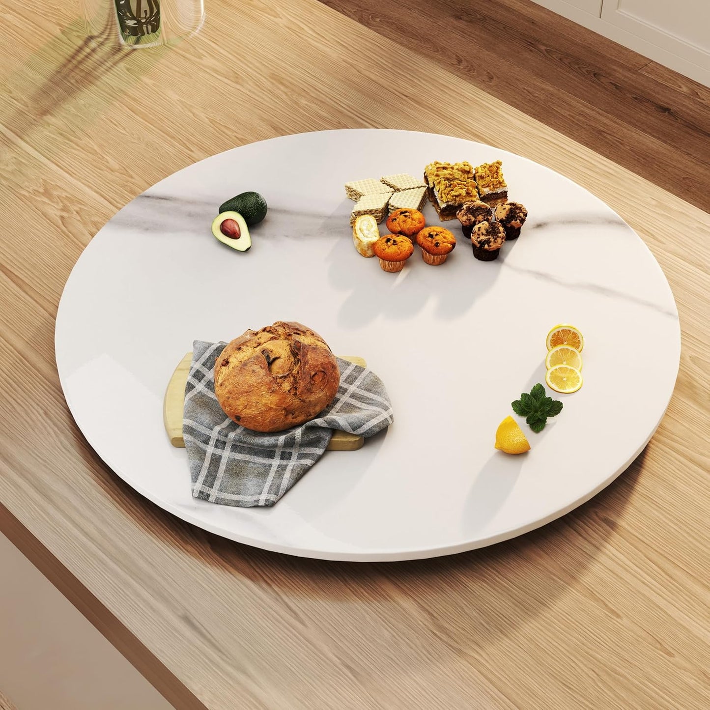 19.69" Lazy Susan for Table Top Sintered Stone Rotating Serving Tray for Dining Table, Kitchen Lazy Susan Organizer Spinning Rotating Food Server Party Centerpieces