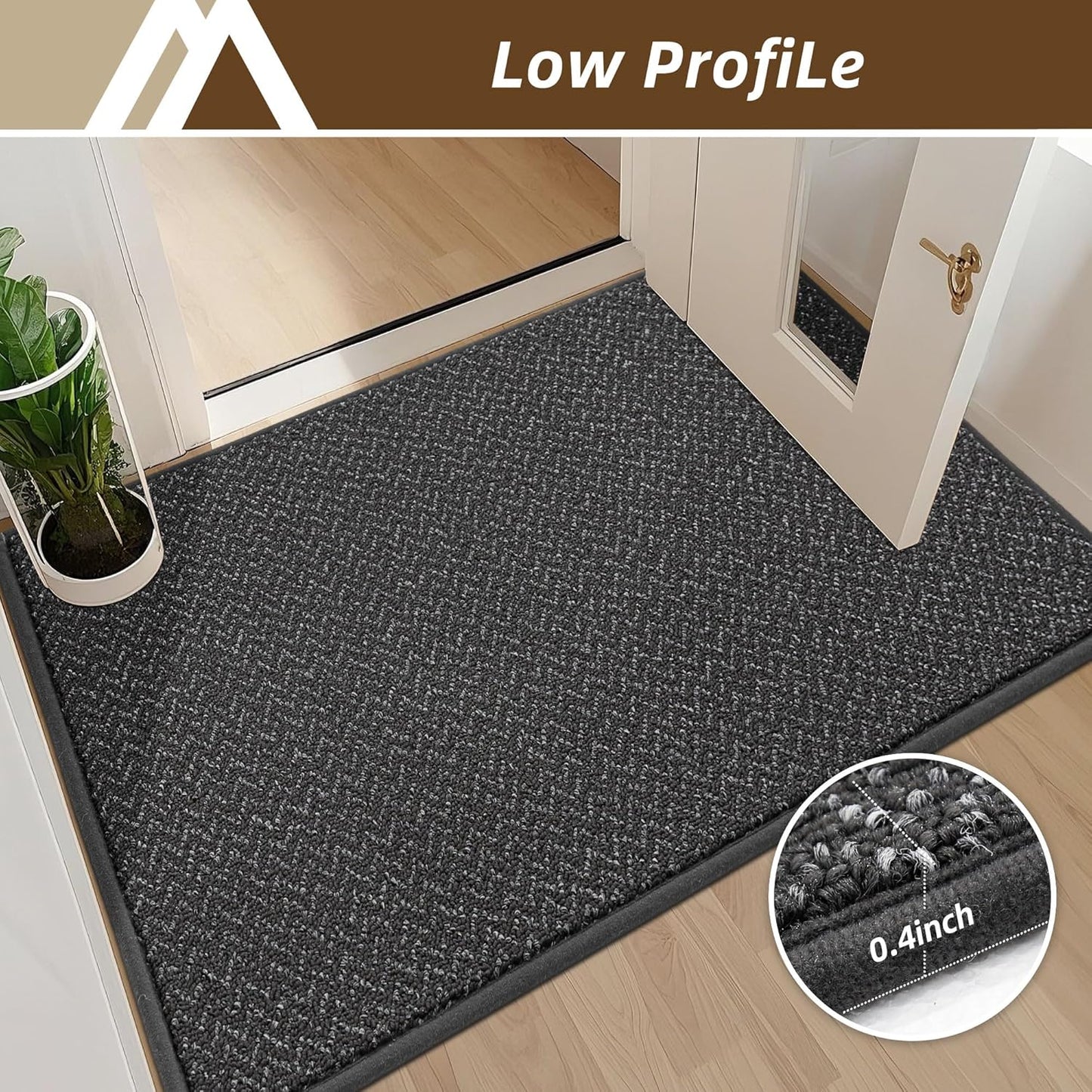COSY HOMEER-Door-Mat 36"x60" Non Slip Absorbent Entryway Rugs Dirt Trapper Doormats Washable Entrance Mats Low Pile Welcome Floor Mat for Front Back Door and Entry Mats,Dark Grey