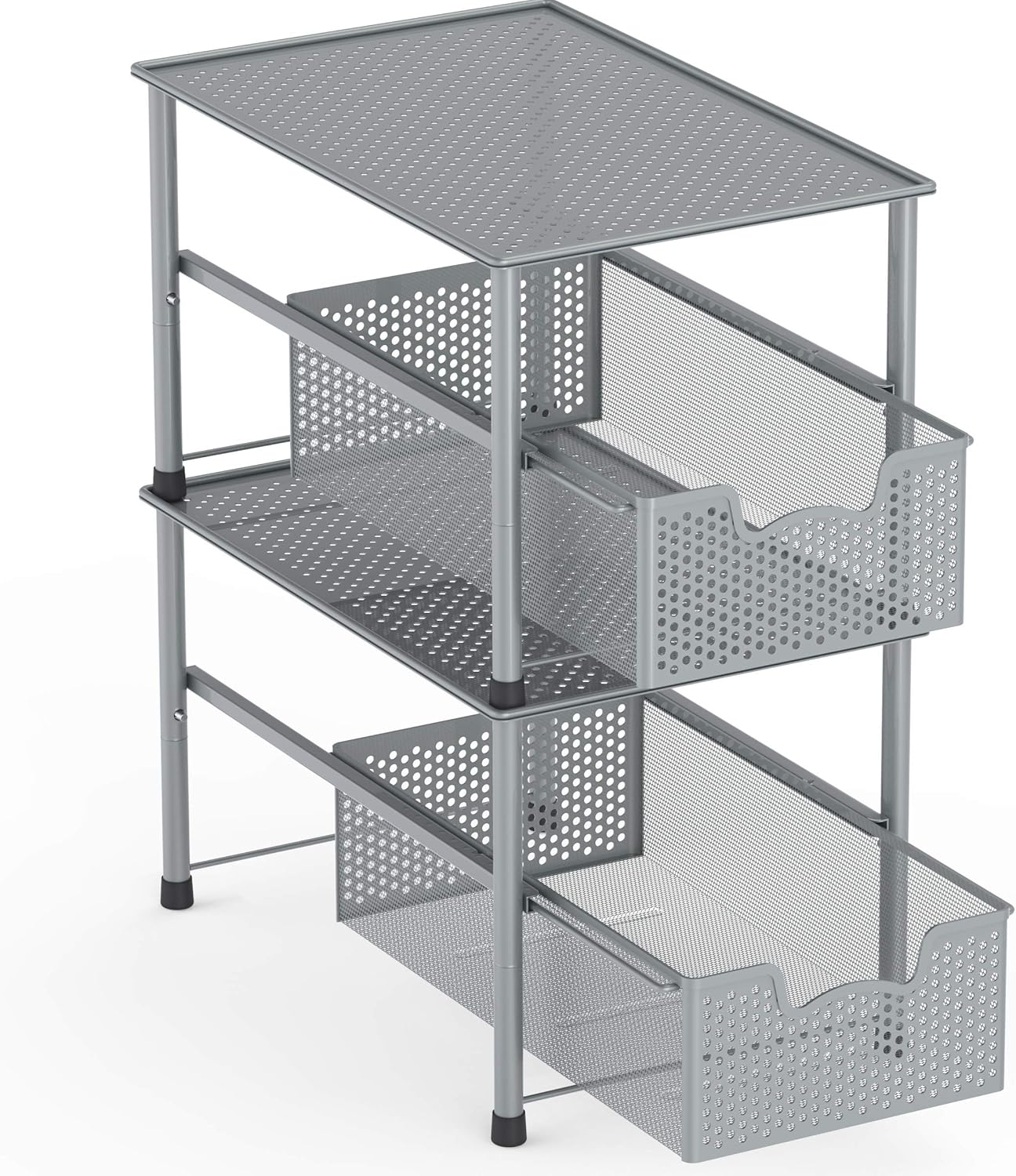 Simple Houseware Stackable Under Sink Cabinet Sliding Basket Organizer Drawer, Silver