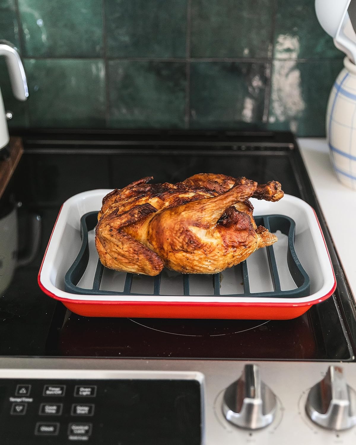 The Silicone Kitchen Silicone Roasting Rack Pan Extra Large, Dishwasher Safe, BPA Free, Non-Toxic, 7 in by 10.75 in, Navy, 2 Pack