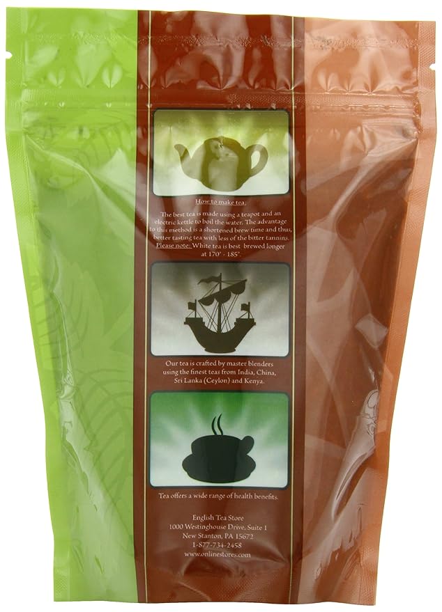 English Tea Store Loose Leaf, Georgia Peach Rooibos Caffeine Free Tea Pouches - 4oz, 4 Ounce (Pack of 2)