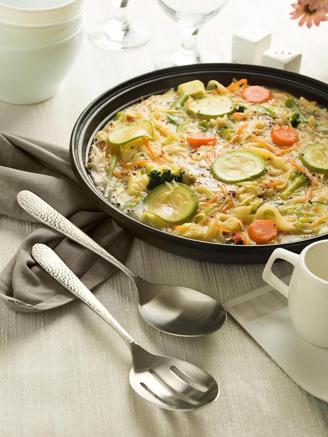 Matte Silverware Set, 18/10 Stainless Steel Satin Flatware, Modern Brushed Finish Cutlery, Dishwasher Safe & Durable, Built to Last (10-Piece Serving Set, Fidenza Hammered)