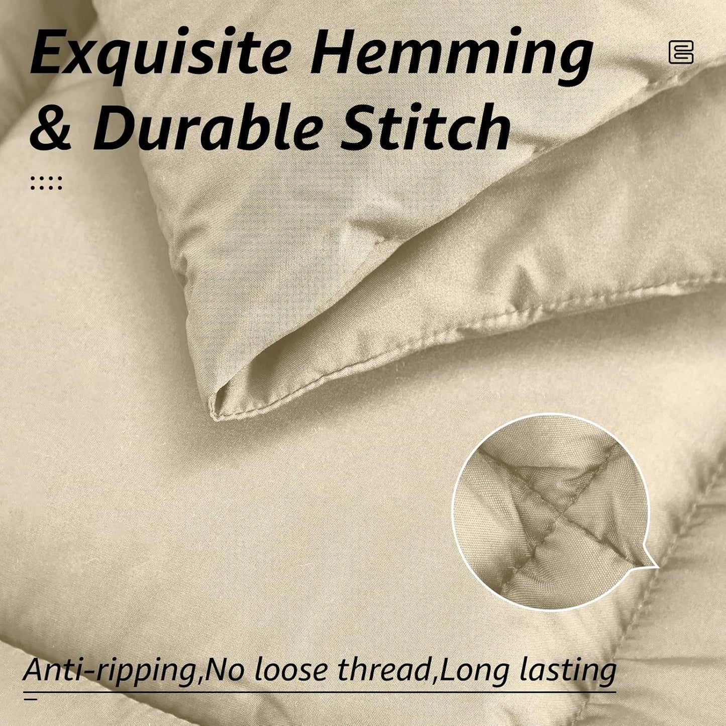 HYLEORY All Season Twin Size Bed Comforter - Cooling Down Alternative Quilted Duvet Insert with Corner Tabs - Winter Warm - Machine Washable - Beige