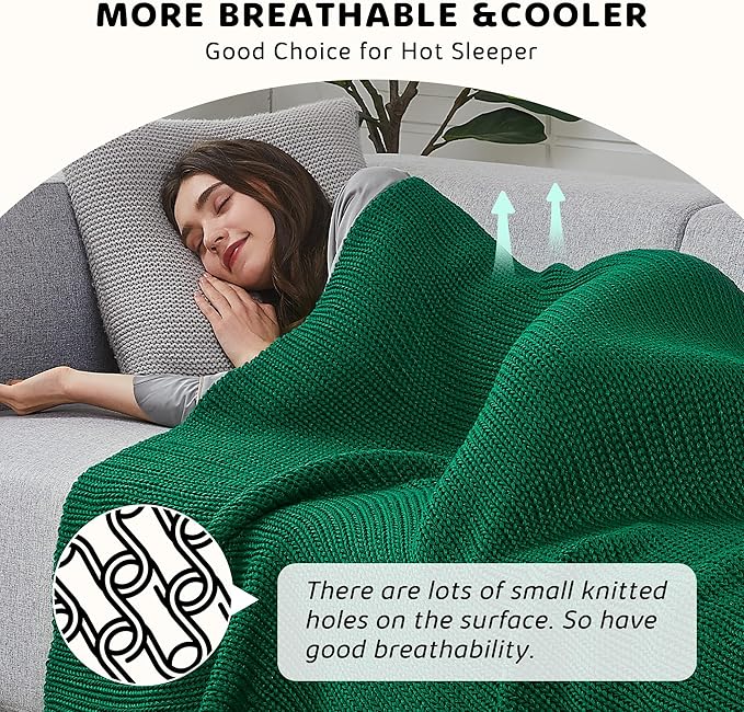 L'AGRATY Knitted Weighted Blanket - 50"x60" 10lbs Cooling Chunky Knit Heavy Blanket for Adults Braided Crochet Throw Thick Cable Yarn Knit Decorative No Beads Evenly Weighted Machine Washable