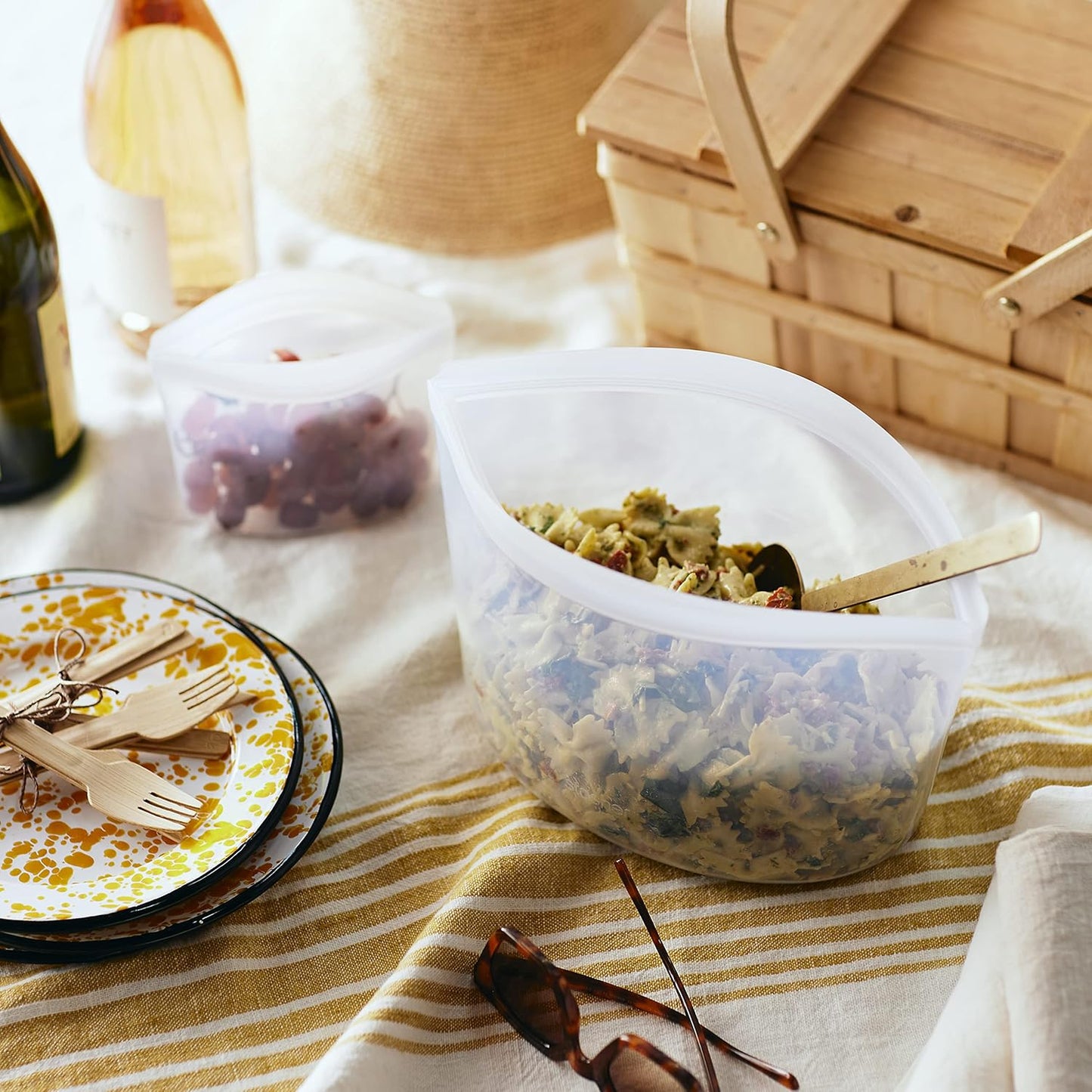 Stasher Premium Silicone Reusable Food Storage Bowl, Clear, Microwave, Sous Vide, Dishwasher, Oven and Freezer Safe, BPA Free, Leak-free, Eco-friendly, 8-Cup Bowl