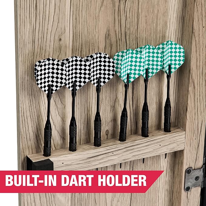 MD Sports Dartboard Cabinet Multiple Styles Electronic Dartboard With Digital X/O Cricket Scorekeeping and Dart Set, Perfect for Cricket Games