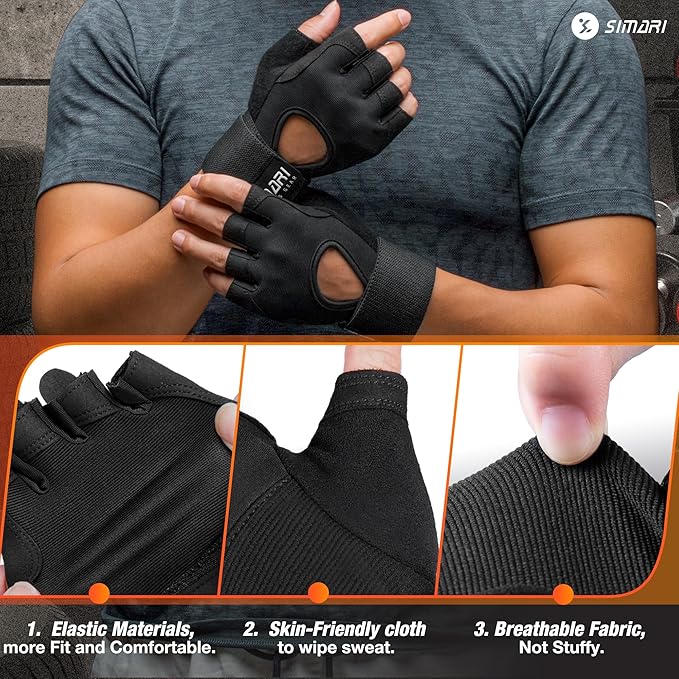 SIMARI Breathable Workout Gloves for Men and Women, Padded Weight Lifting Gloves with Great Grip, Full Palm Protection for Gym Training, Cycling, Weightlifting, Exercise, Crossfit, Climbing