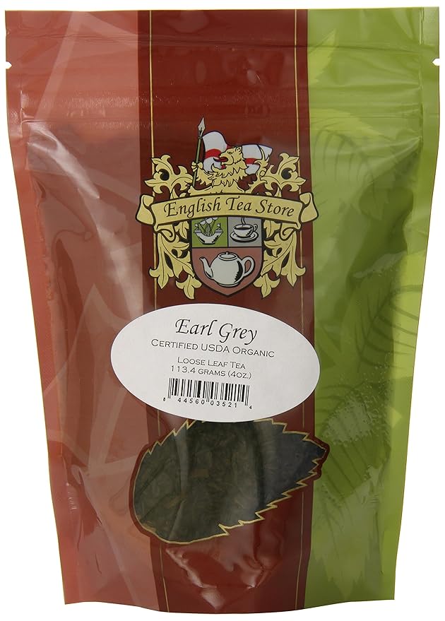 Organic Earl Grey Loose Leaf Tea 4oz Pouch | Premium Black Tea with Natural Bergamot | Medium Caffeine High Antioxidants | Kosher Vegan | Small Batch Packed by English Tea Store